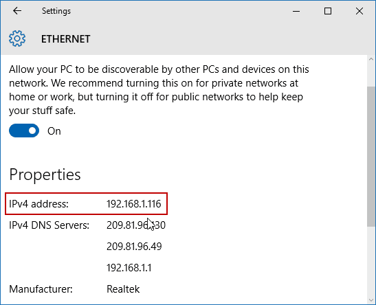 Windows で IP アドレスを変更する
